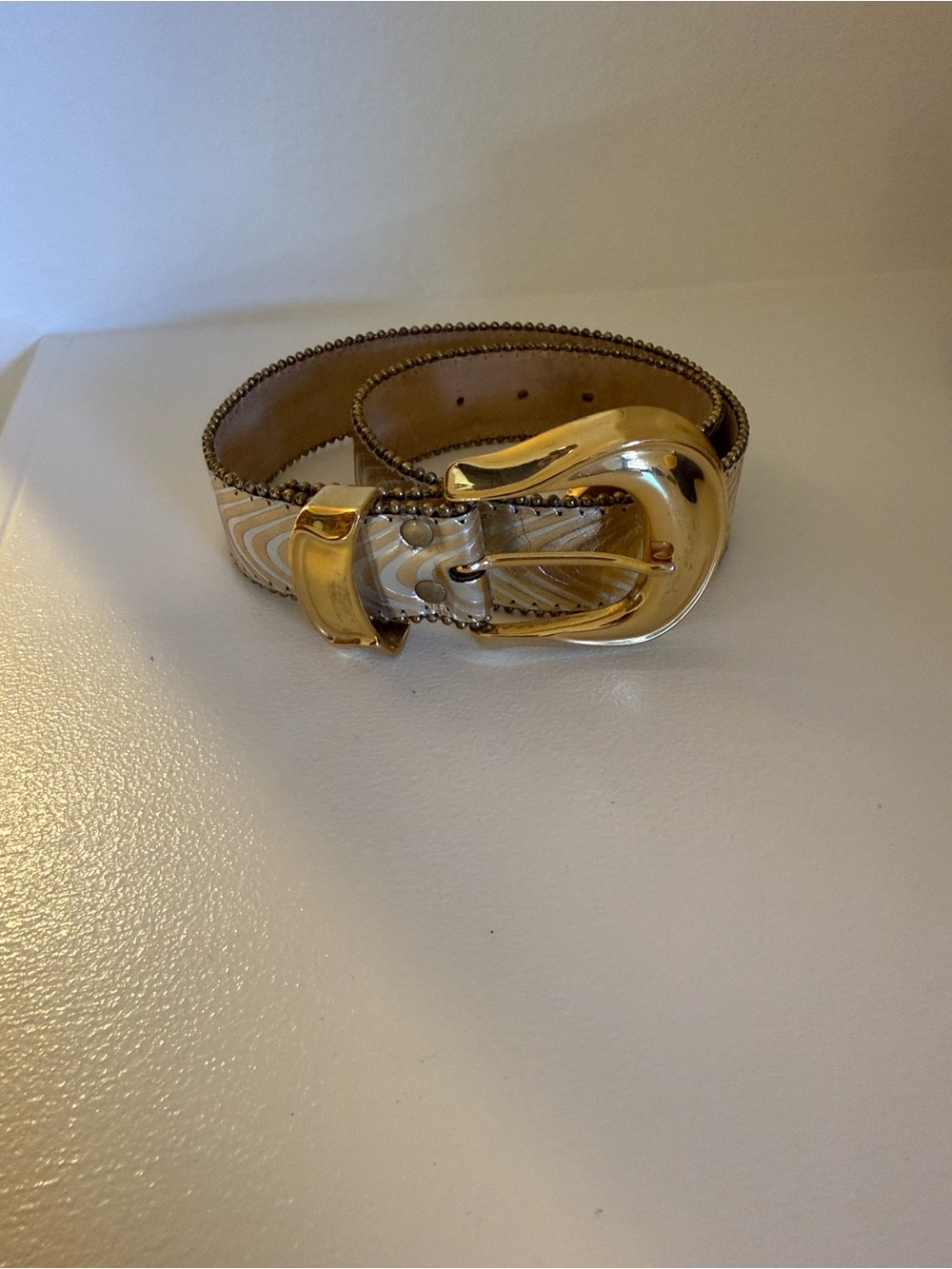 Gold Buckle Women’s Belt - Gold and Silver Pattern